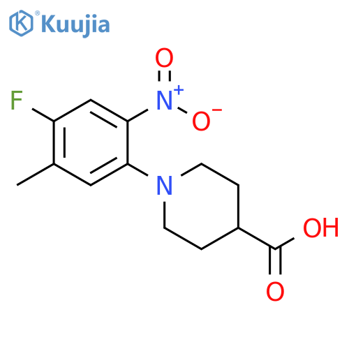 1-(4-fluoro-5-methyl-2-nitrophenyl)piperidine-4-carboxylic acid structure