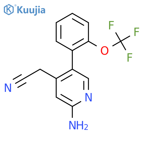 2-Amino-5-(2-(trifluoromethoxy)phenyl)pyridine-4-acetonitrile structure