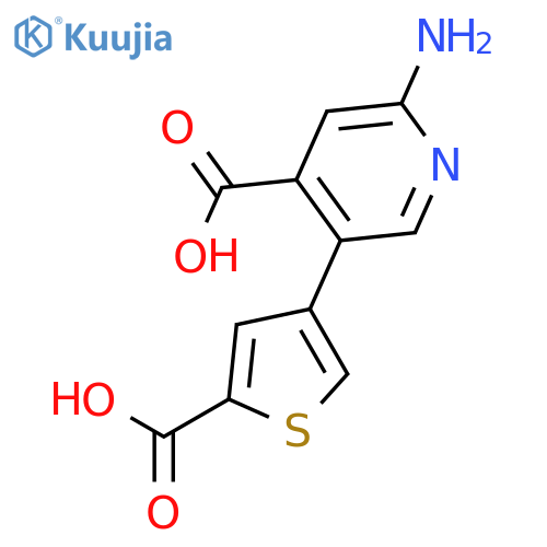 2-Amino-5-(5-carboxythiophen-3-yl)pyridine-4-carboxylic acid structure