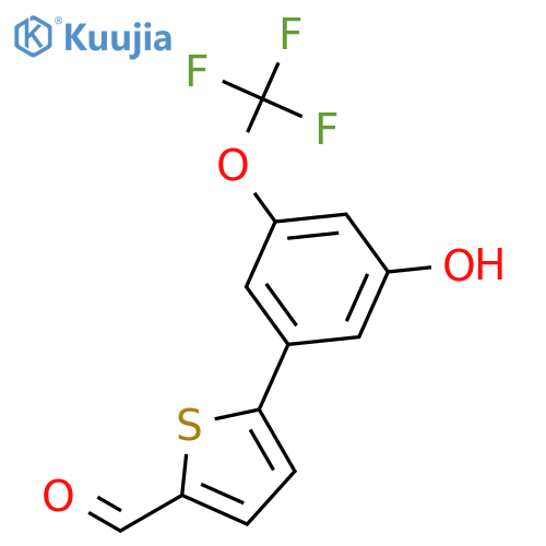 5-[3-Hydroxy-5-(trifluoromethoxy)phenyl]thiophene-2-carbaldehyde structure