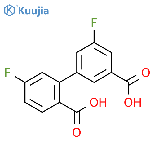 2-(3-Carboxy-5-fluorophenyl)-4-fluorobenzoic acid structure