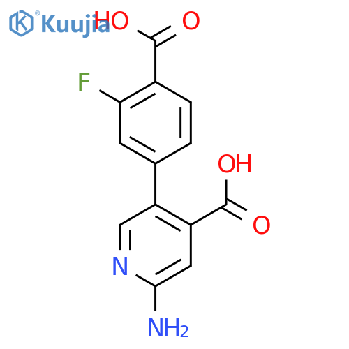 2-Amino-5-(4-carboxy-3-fluorophenyl)pyridine-4-carboxylic acid structure