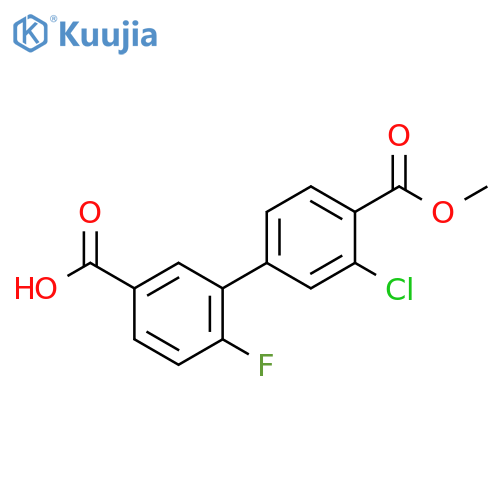 [1,1'-Biphenyl]-3,4'-dicarboxylic acid, 3'-chloro-6-fluoro-, 4'-methyl ester structure