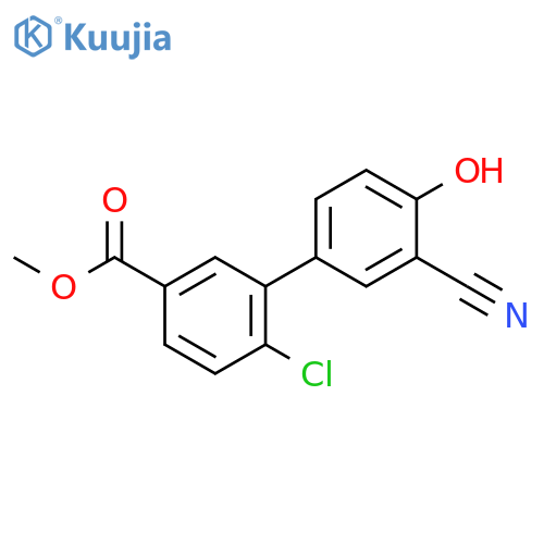 [1,1'-Biphenyl]-3-carboxylic acid, 6-chloro-3'-cyano-4'-hydroxy-, methyl ester structure
