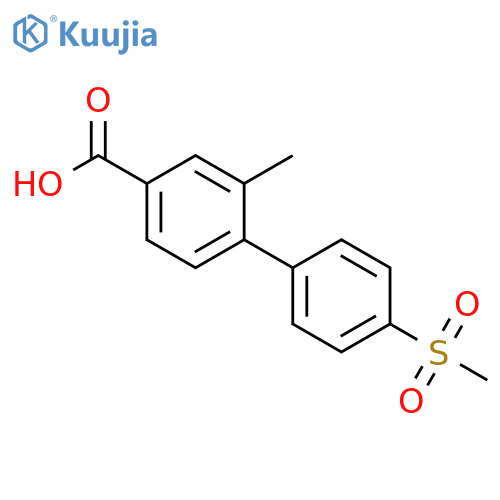 [1,1'-Biphenyl]-4-carboxylic acid, 2-methyl-4'-(methylsulfonyl)- structure