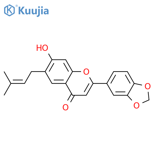 4H-1-Benzopyran-4-one,2-(1,3-benzodioxol-5-yl)-7-hydroxy-6-(3-methyl-2-buten-1-yl)- structure