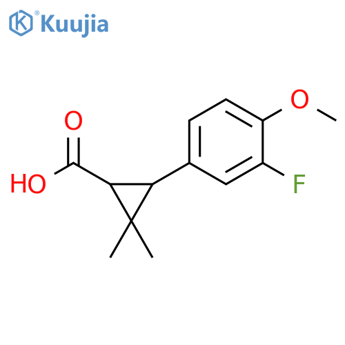 3-(3-fluoro-4-methoxyphenyl)-2,2-dimethylcyclopropane-1-carboxylic acid structure