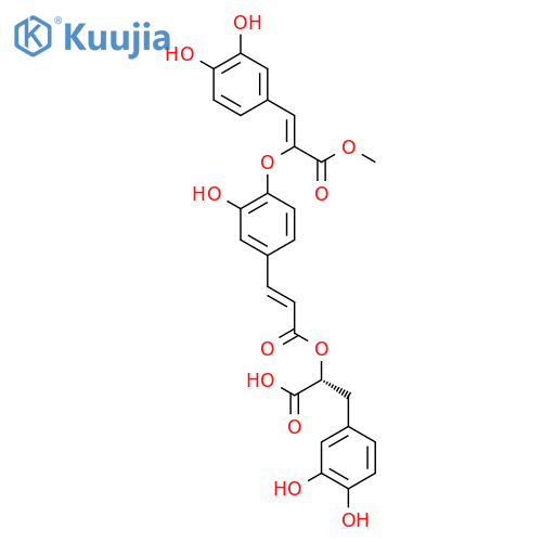 Benzenepropanoic acid, α-[[(2E)-3-[4-[[(1Z)-2-(3,4-dihydroxyphenyl)-1-(methoxycarbonyl)ethenyl]oxy]-3-hydroxyphenyl]-1-oxo-2-propen-1-yl]oxy]-3,4-dihydroxy-, (αR)- structure