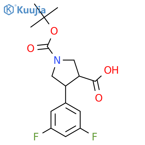 1-(tert-butoxy)carbonyl-4-(3,5-difluorophenyl)pyrrolidine-3-carboxylic acid structure