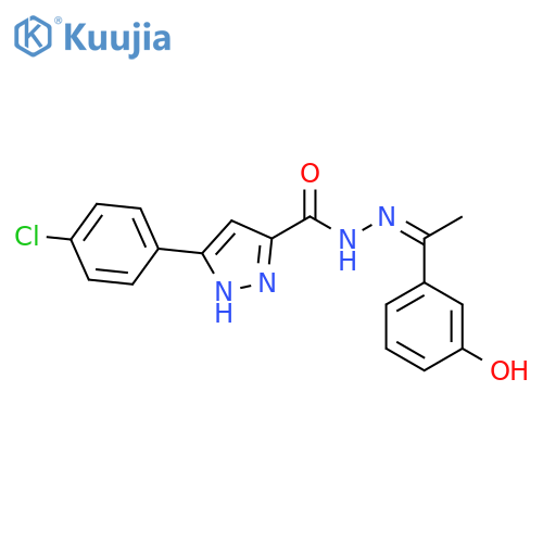 3-(4-chlorophenyl)-N'-(1Z)-1-(3-hydroxyphenyl)ethylidene-1H-pyrazole-5-carbohydrazide structure