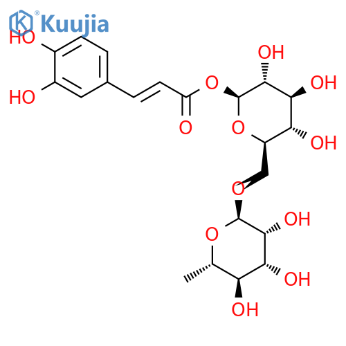 b-D-Glucopyranose, 6-O-(6-deoxy-a-L-mannopyranosyl)-,1-[(2E)-3-(3,4-dihydroxyphenyl)-2-propenoate] structure