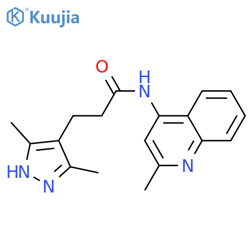 3-(3,5-dimethyl-1H-pyrazol-4-yl)-N-(2-methylquinolin-4-yl)propanamide structure