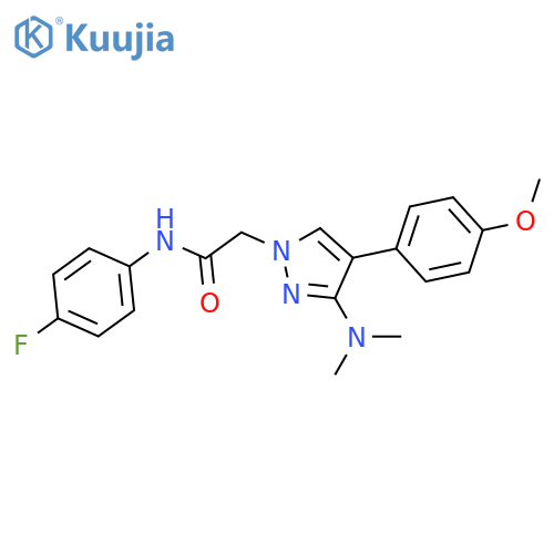 2-3-(dimethylamino)-4-(4-methoxyphenyl)-1H-pyrazol-1-yl-N-(4-fluorophenyl)acetamide structure