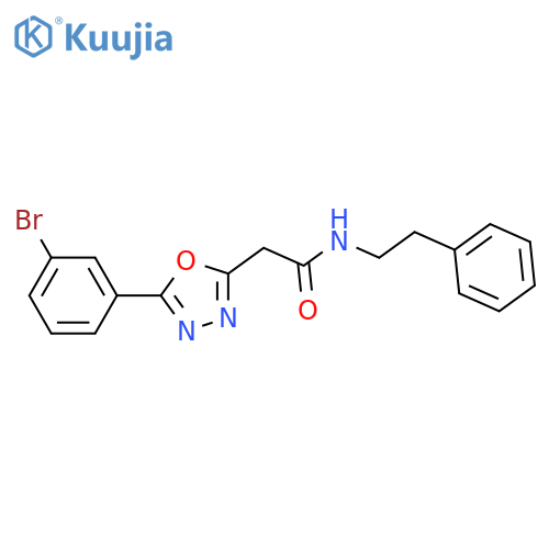 2-5-(3-bromophenyl)-1,3,4-oxadiazol-2-yl-N-(2-phenylethyl)acetamide structure