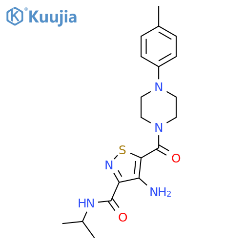 4-amino-5-4-(4-methylphenyl)piperazine-1-carbonyl-N-(propan-2-yl)-1,2-thiazole-3-carboxamide structure