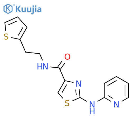 2-(pyridin-2-yl)amino-N-2-(thiophen-2-yl)ethyl-1,3-thiazole-4-carboxamide structure