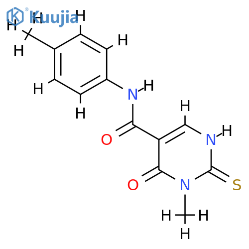 3-methyl-N-(4-methylphenyl)-4-oxo-2-sulfanylidene-1,2,3,4-tetrahydropyrimidine-5-carboxamide structure