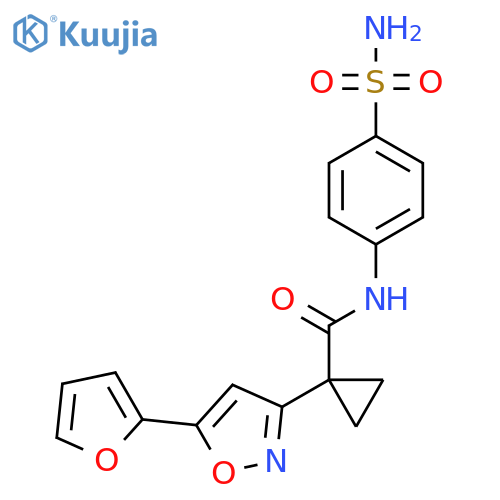 1-5-(furan-2-yl)-1,2-oxazol-3-yl-N-(4-sulfamoylphenyl)cyclopropane-1-carboxamide structure