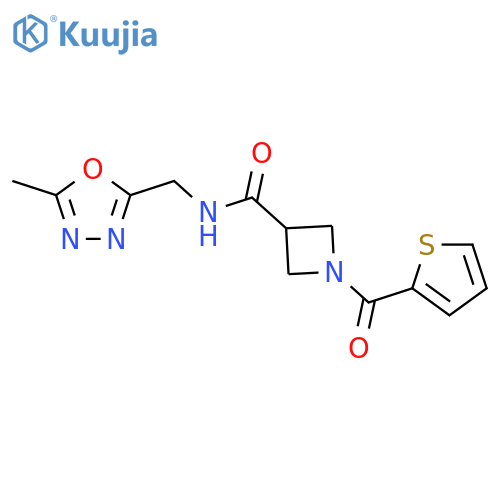 N-[(5-methyl-1,3,4-oxadiazol-2-yl)methyl]-1-(thiophene-2-carbonyl)azetidine-3-carboxamide structure