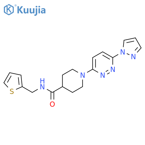 1-6-(1H-pyrazol-1-yl)pyridazin-3-yl-N-(thiophen-2-yl)methylpiperidine-4-carboxamide structure