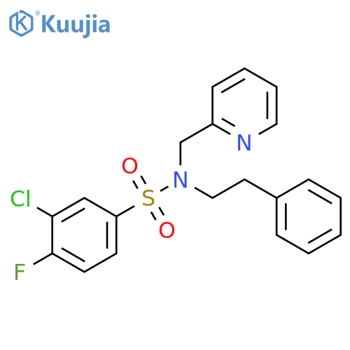 3-chloro-4-fluoro-N-(2-phenylethyl)-N-(pyridin-2-yl)methylbenzene-1-sulfonamide structure