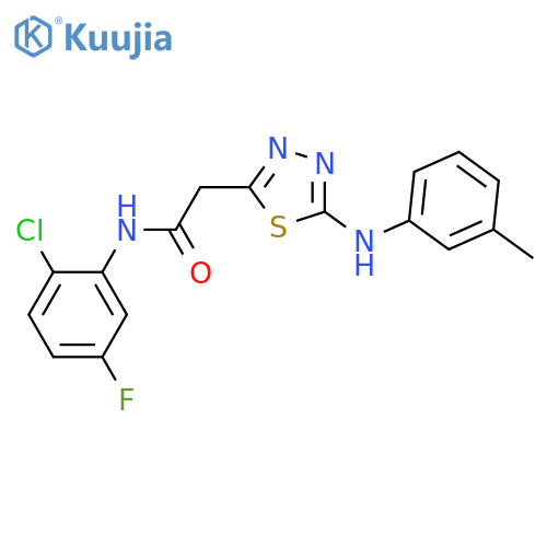 N-(2-chloro-5-fluorophenyl)-2-[5-(3-methylanilino)-1,3,4-thiadiazol-2-yl]acetamide structure