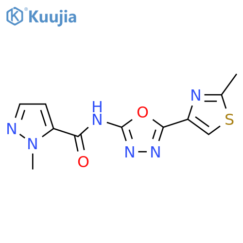 1-methyl-N-5-(2-methyl-1,3-thiazol-4-yl)-1,3,4-oxadiazol-2-yl-1H-pyrazole-5-carboxamide structure