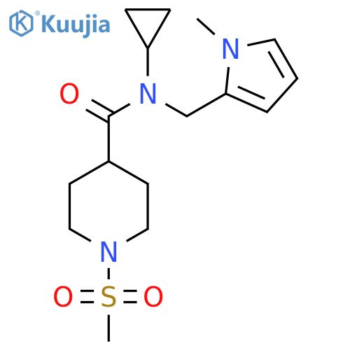 N-cyclopropyl-1-methanesulfonyl-N-(1-methyl-1H-pyrrol-2-yl)methylpiperidine-4-carboxamide structure