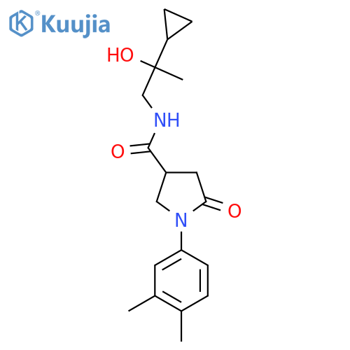 N-(2-cyclopropyl-2-hydroxypropyl)-1-(3,4-dimethylphenyl)-5-oxopyrrolidine-3-carboxamide structure