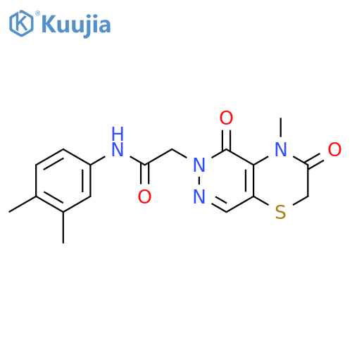 N-(3,4-dimethylphenyl)-2-{4-methyl-3,5-dioxo-2H,3H,4H,5H,6H-pyridazino4,5-b1,4thiazin-6-yl}acetamide structure