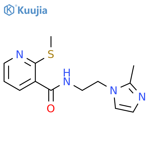 N-[2-(2-methyl-1H-imidazol-1-yl)ethyl]-2-(methylsulfanyl)pyridine-3-carboxamide structure