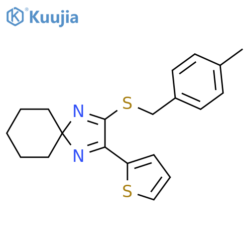 2-{[(4-methylphenyl)methyl]sulfanyl}-3-(thiophen-2-yl)-1,4-diazaspiro[4.5]deca-1,3-diene structure