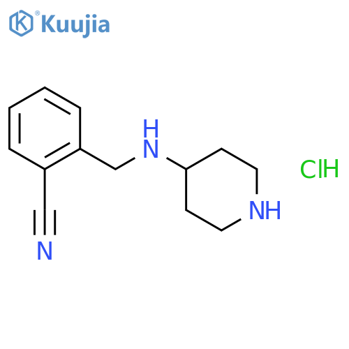 2-[(piperidin-4-ylamino)methyl]benzonitrile;hydrochloride structure