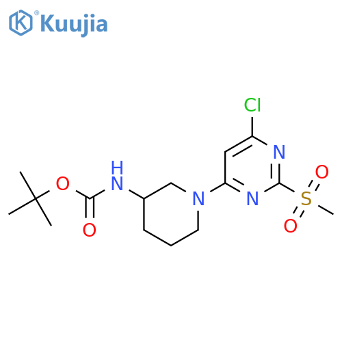 [1-(6-Chloro-2-methanesulfonyl-pyrimidin-4-yl)-piperidin-3-yl]-carbamic acid tert-butyl ester structure