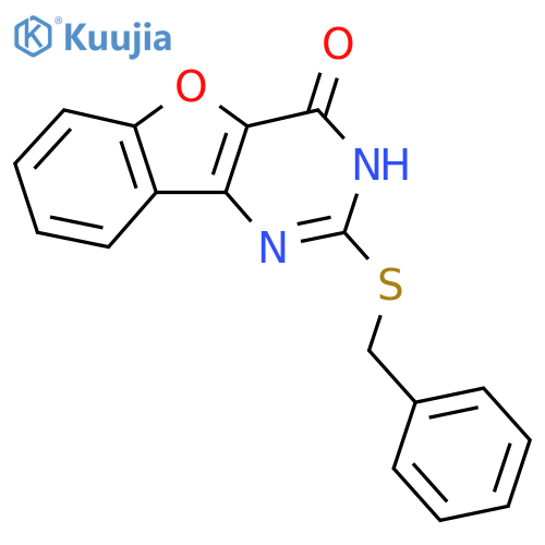 4-(benzylsulfanyl)-8-oxa-3,5-diazatricyclo[7.4.0.0^{2,7}]trideca-1(9),2(7),3,10,12-pentaen-6-one structure