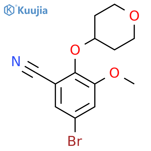 5-Bromo-3-methoxy-2-((tetrahydro-2H-pyran-4-yl)oxy)benzonitrile structure
