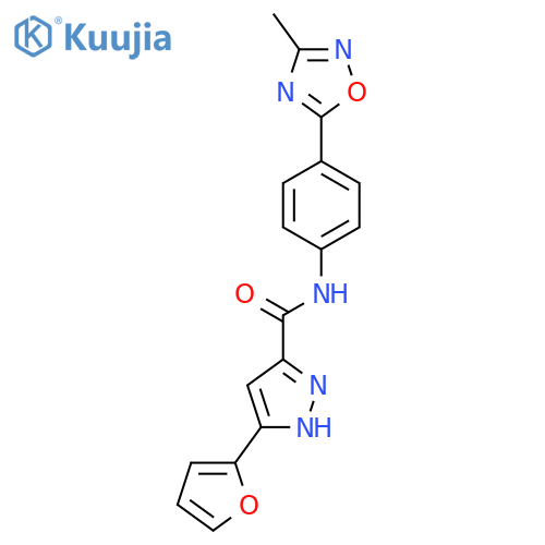 3-(furan-2-yl)-N-[4-(3-methyl-1,2,4-oxadiazol-5-yl)phenyl]-1H-pyrazole-5-carboxamide structure