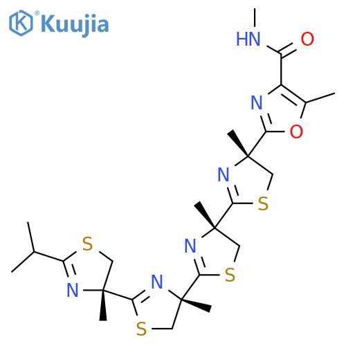 N,5-Dimethyl-2-[(4R)-4-methyl-2-[(4S)-4-methyl-2-[(4S)-4-methyl-2-[(4R)-4-methyl-2-propan-2-yl-5H-1,3-thiazol-4-yl]-5H-1,3-thiazol-4-yl]-5H-1,3-thiazol-4-yl]-5H-1,3-thiazol-4-yl]-1,3-oxazole-4-carboxamide structure