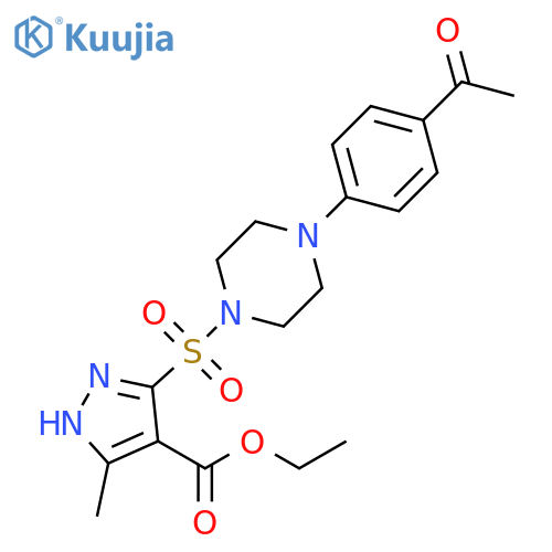 ethyl 5-{[4-(4-acetylphenyl)piperazin-1-yl]sulfonyl}-3-methyl-1H-pyrazole-4-carboxylate structure