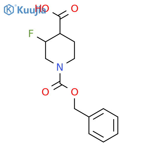 1-[(benzyloxy)carbonyl]-3-fluoropiperidine-4-carboxylic acid structure