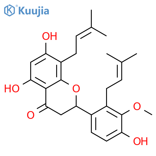 4H-1-Benzopyran-4-one,2,3-dihydro-5,7-dihydroxy-2-[4-hydroxy-3-methoxy-2-(3-methyl-2-buten-1-yl)phenyl]-8-(3-methyl-2-buten-1-yl)- structure