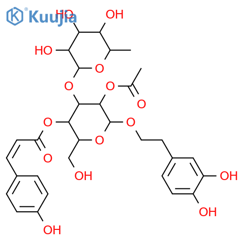 b-D-Glucopyranoside,2-(3,4-dihydroxyphenyl)ethyl 3-O-(6-deoxy-a-L-mannopyranosyl)-, 2-acetate4-[(2E)-3-(4-hydroxyphenyl)-2-propenoate] structure