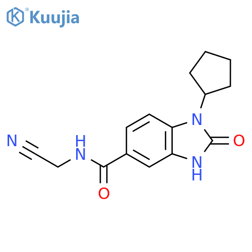 N-(cyanomethyl)-1-cyclopentyl-2-oxo-2,3-dihydro-1H-1,3-benzodiazole-5-carboxamide structure