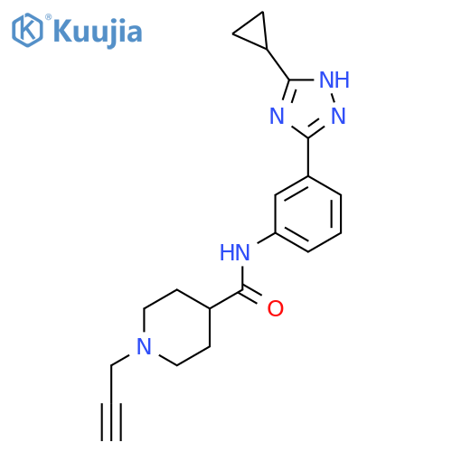 N-[3-(3-cyclopropyl-1H-1,2,4-triazol-5-yl)phenyl]-1-(prop-2-yn-1-yl)piperidine-4-carboxamide structure