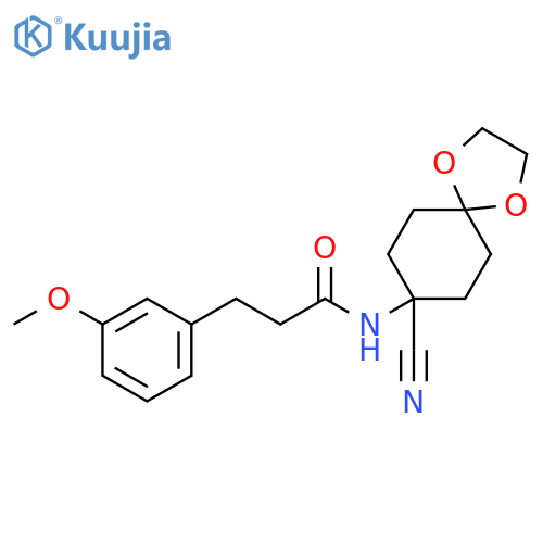 Benzenepropanamide, N-(8-cyano-1,4-dioxaspiro[4.5]dec-8-yl)-3-methoxy- structure