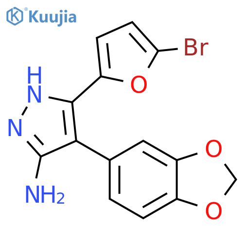 4-(1,3-dioxaindan-5-yl)-3-(5-bromofuran-2-yl)-1H-pyrazol-5-amine structure