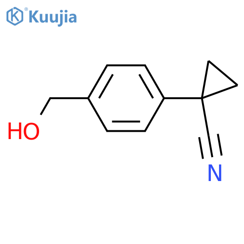 1-4-(hydroxymethyl)phenylcyclopropane-1-carbonitrile structure