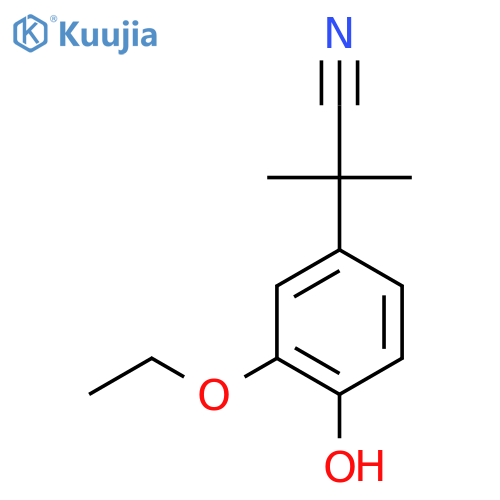 2-(3-ethoxy-4-hydroxyphenyl)-2-methylpropanenitrile structure