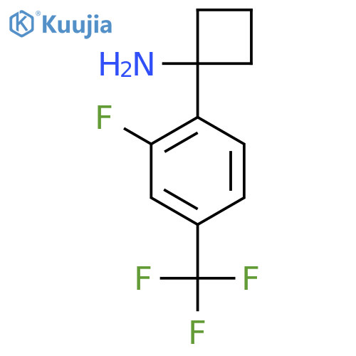1-2-fluoro-4-(trifluoromethyl)phenylcyclobutan-1-amine structure
