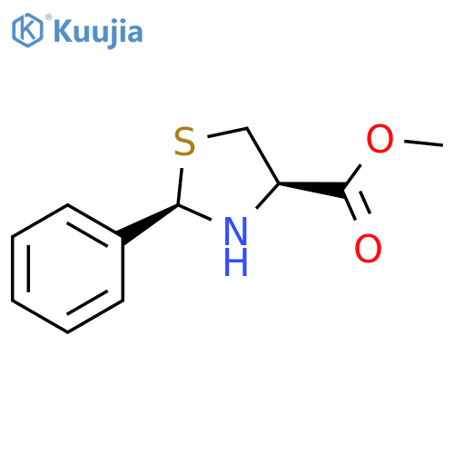 4-Thiazolidinecarboxylic acid, 2-phenyl-, methyl ester, (2R,4R)- structure